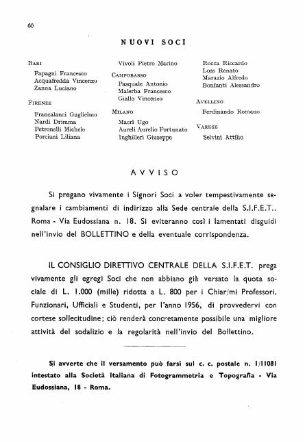 Copertina articolo #16 Bollettino SIFET ANNO: 1956 n.3